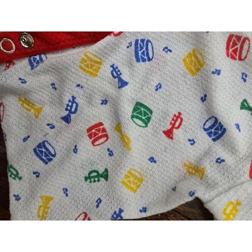 Vintage 90s Primary Colors Musical Instruments Baby Top